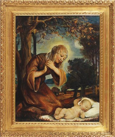 MUSITELLI GIULIO VITO (1901 - 1990) Madonna con bambino. 1962. Olio su tela ....