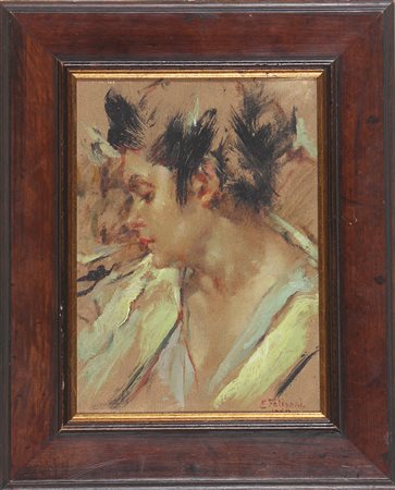 FELISARI ENRICO (1897 - 1981) Volto di fanciulla. 1950. olio su tela...