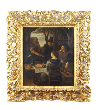 LOUIS PISANI Firenze, XIX Sec. "Le Jambon", olio su tela, copia da Jan Steen,...