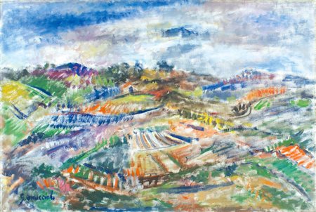GIOVANNI OMICCIOLI Roma 1901 - 1975 "Campagna in Novembre", olio su tela,...