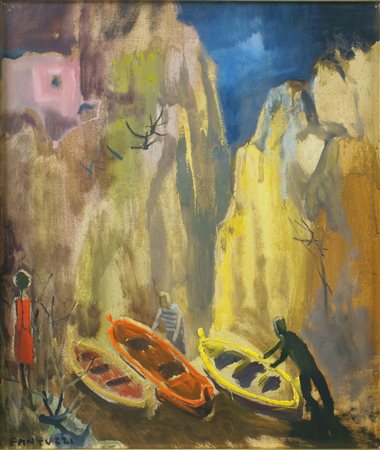 ELIANO FANTUZZI Modena 1909 - Verona 1987 "Figura femminile con pescatori e...