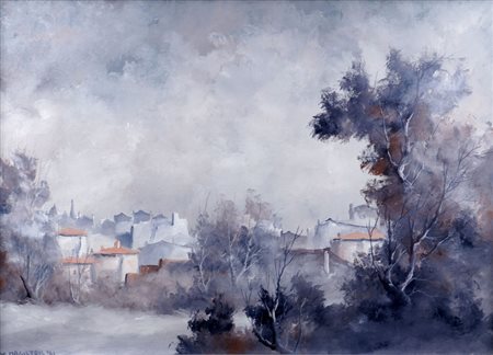 LEONARDO DE MAGISTRIS Roma 1933 - 2010 "Paesaggio", olio su tela firmato e...