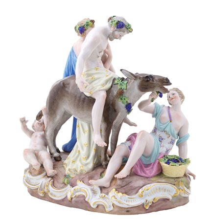 MEISSEN, GRUPPO MITOLOGICO IN PORCELLANA XIX Sec. da un modello di Friedrich...
