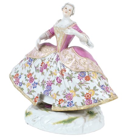 MEISSEN, FIGURA IN PORCELLANA XIX Sec. dipinta in policromia e raffigurante...