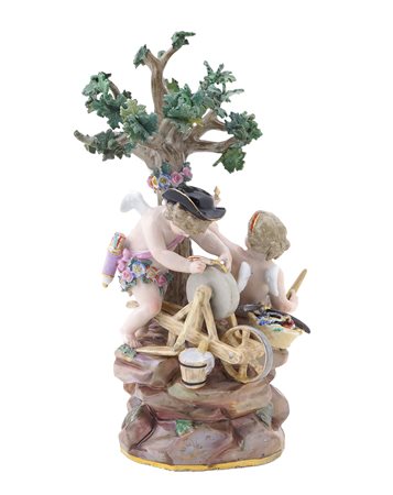 MEISSEN, GRUPPO MITOLOGICO IN PORCELLANA XIX Sec. dipinto in policromia,...