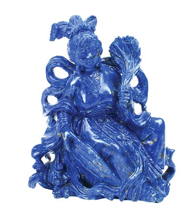 SCULTURA IN LAPISLAZZULO Cina, XIX Sec. raffigurante una Geisha A CHINESE...