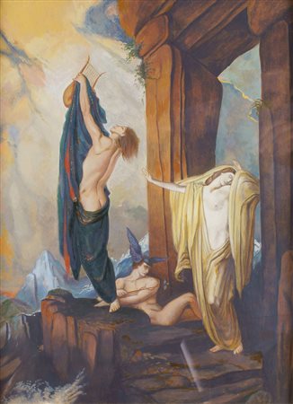 SCUOLA TEDESCA XIX Sec. "Senza titolo", tempera su cartoncino, entro cornice...