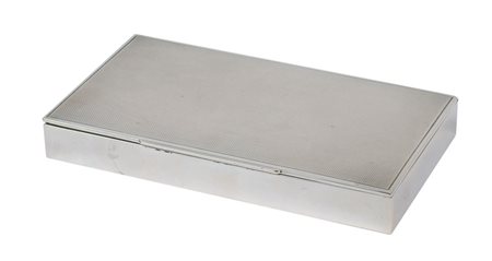 SCATOLA RETTANGOLARE IN ARGENTO E LEGNO Italia, XX Sec. cm. 2x16x9 AN ITALIAN...