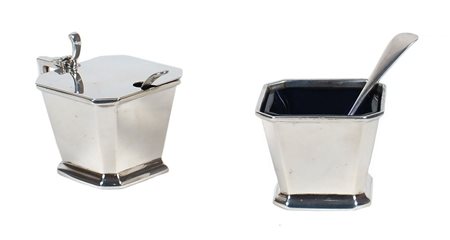 COPPIA DI SALIERINE IN ARGENTO Birmingham, Giorgio V, 1934 corpo liscio,...