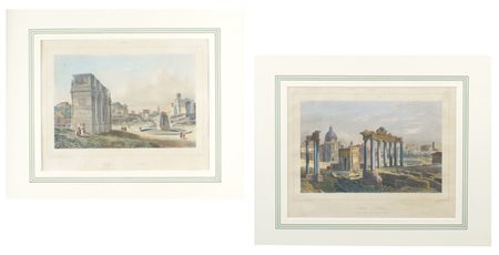 COPPIA DI STAMPE ENTRO CORNICI inizio XX Sec. raffiguranti "L' Arco di...