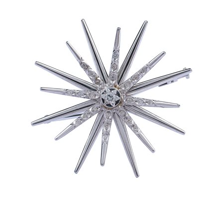 SPILLA STELLA IN ORO BIANCO 18KT con diamanti taglio brillante per 0,50 ct...