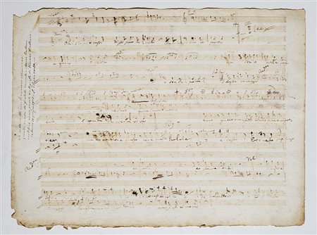 Bellini, Vincenzo Partitura autografa da Il Pirata Una pagina musicale in 4°...