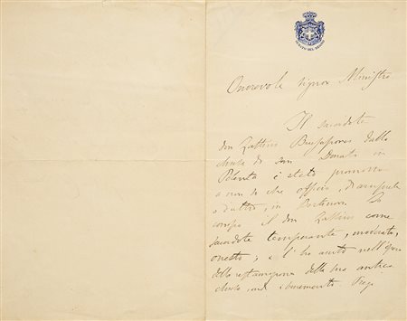 Carducci, Giosuè Lettera autografa firmata In 8°, 210 x 134 mm. pp. 2 su...