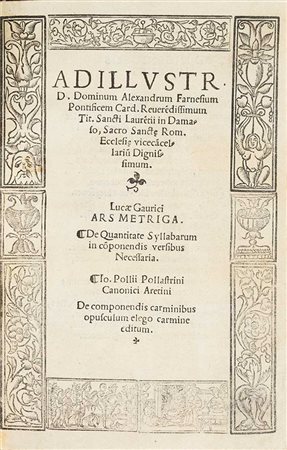 Gaurico, Luca Ars metrica. De quantitate syllabarum in componendis versibus...