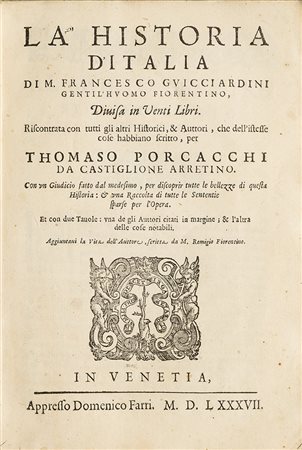 Guicciardini, Francesco La historia d'italia [...] divisa in venti libri....