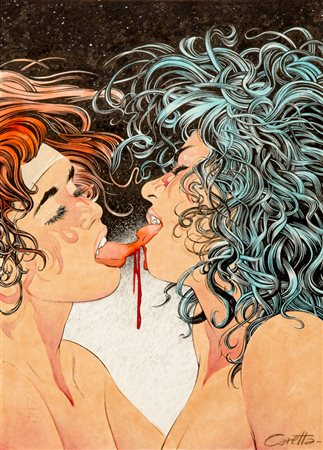 Fernando Caretta "Vampire" tecnica mista su cartoncino, 24 x 33 cm Firmata.