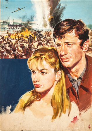 Averardo Ciriello "Week-end a Zuydcoote", 1964 tempera su cartoncino montato...