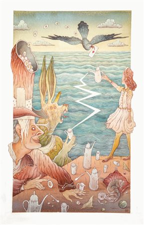 Federico Della Putta "Alice e il Cappellaio matto", 2014 acquerello, acrilici...