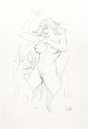 Leone Frollo "Lucifera" matita su carta, 24 x 31 cm Illustrazione originale...
