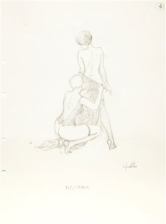 Leone Frollo "Due donne" matita su carta, 23,5 x 32,5 cm Firmato.
