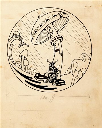 Antonio Rubino "Il fungo cortese", 1914 matita e china su cartoncino, 14 x...