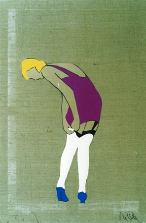 LODOLA MARCO (Dorno Pavia 1955) "Figura" 2000 Carta dipinta applicata su tela...