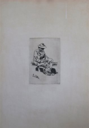 FATTORI GIOVANNI "Uomo seduto" Acquaforte su carta cm. H: 24.00 L: 16.00...