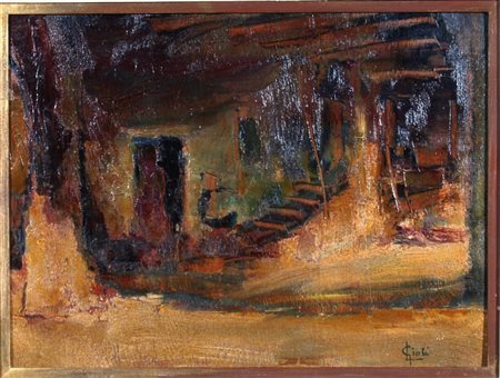 GIOLI LUIGI (San Frediano a Settimo 1854 - Firenze 1947) "Cascinale" Olio su...