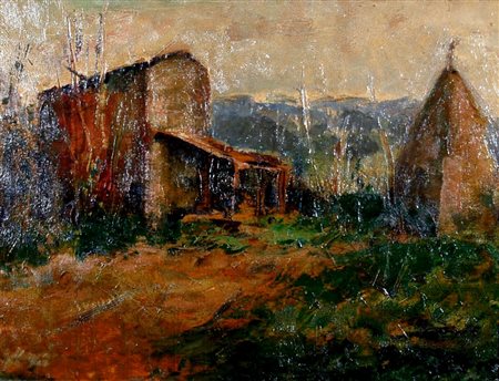 GIOLI LUIGI (San Frediano a Settimo 1854 - Firenze 1947) "Cascinale" Olio su...