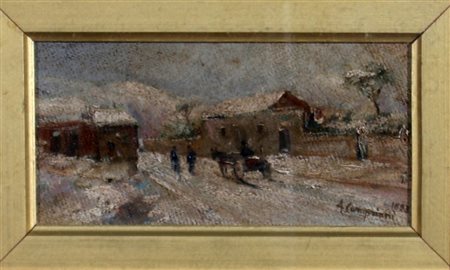 CAMPRIANI ALCESTE (Terni 1848 - Lucca 1933) "Paesaggio" 1893 Olio su tavola...
