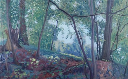 DUDREVILLE LEONARD (Venezia 1885 - Ghiffa 1976) "Bosco a Trarego" 1988 Olio...