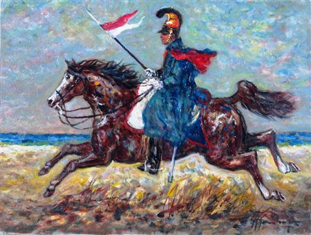 GONZAGA GIOVAN FRANCESCO (Milano 1921 - Milano 2007) "Lanciere al galoppo"...