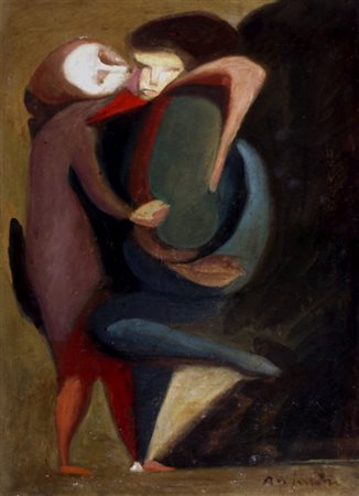 BRINDISI REMO (Roma 1918 - Lido di Spina 1996) "Due figure" 1936 Olio su...