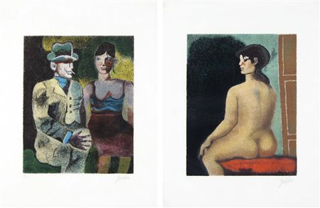 GENTILINI FRANCO Faenza 1909 - Roma 1981 Luisa e Ippolito sul tramwai - Nudo...