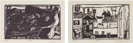 CADORIN GUIDO Venezia 1892 - 1977 Soggetti vari 1917 lotto di 2 xilografie...