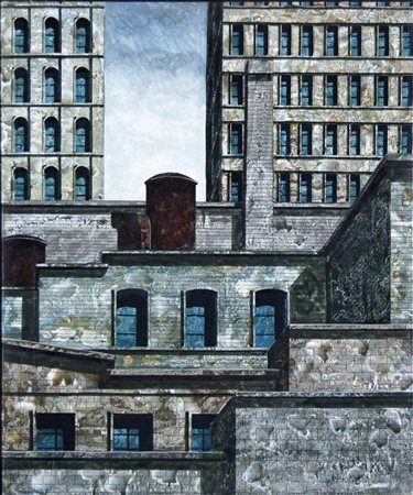 CAPUTO TONINO Lecce 1933 Old town olio su tela 60x50 cm firma in basso a...