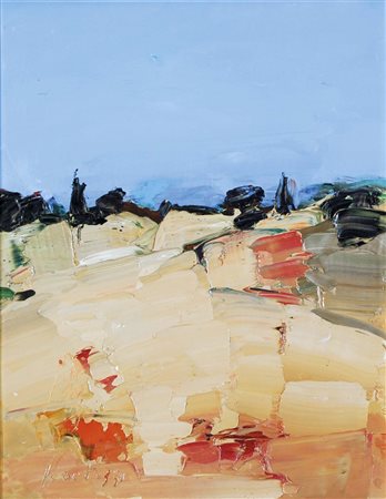 SCATIZZI SERGIO Lucca 1918 Paesaggio olio su tavola 50x40 cm firma in basso a...