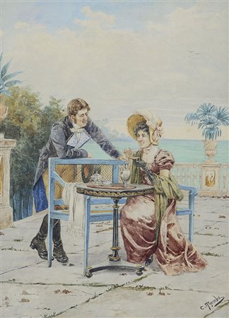 TOMBA ALDINI CASIMIRO Roma 10/02/1857 - 16/10/1929Corteggiamento in...