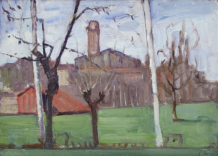 RHO CAMILLO Alessandria 1872 - Pecetto (To) 26/01/1946Paesaggioolio su tavola...