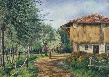 MERLO CAMILLO Torino 15/07/1856 - Torino 25/05/1931Cascinale con figure,...