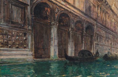 SAINT-GERMIER JOSEPH 1850 - 1925Gondola a Veneziaolio su tavola cm. 30x46,...