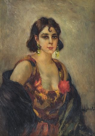 MALDARELLI GIUSEPPE Napoli 11/09/1885 - 16/04/1958Dama con scialleolio su...