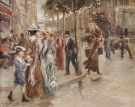 DE SANCTIS GIUSEPPE Napoli 21/06/1858 - 01/06/1924Parigiolio su tela cm....