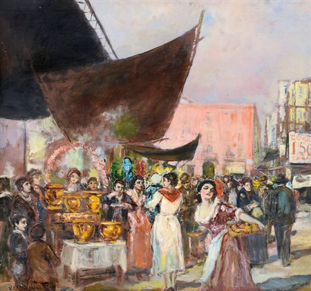 LA BELLA VINCENZO Napoli 24/10/1872 - 1954Mercato partenopeoolio su tavola...
