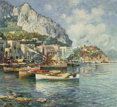 PRATELLA PAOLO 1892 - 1980Marina Grande, Capriolio su tela cm. 91,5x100x2,...