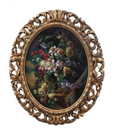 BOSSO FRANCESCO Vercelli 1864 - Torino 1933Composizione florealeolio su...