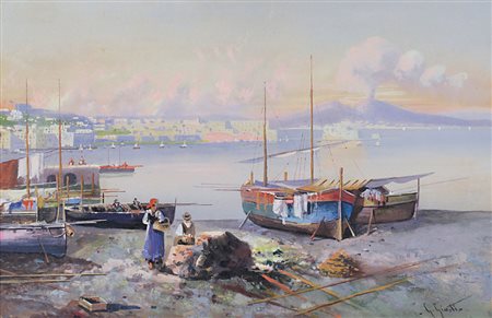 GIUSTI GUGLIELMO Napoli 08/06/1824 - 1915Costa partenopeatecnica mista su...