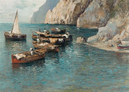 BRIANTE EZELINO Napoli 1901 - Roma 1977Pescatoriolio su cartone cm. 50x71,...