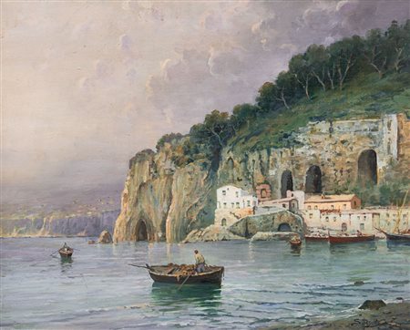 PETRUOLO SALVATORE Catanzaro 04/01/1857 - Napoli 1942Paesaggio costieroolio...