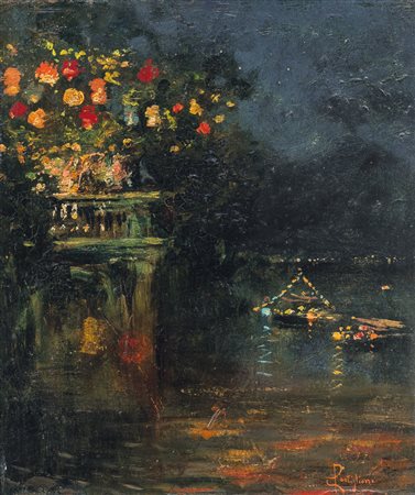 POSTIGLIONE SALVATORE Napoli 20/12/1861 - 28/11/1906Marina notturnaolio su...